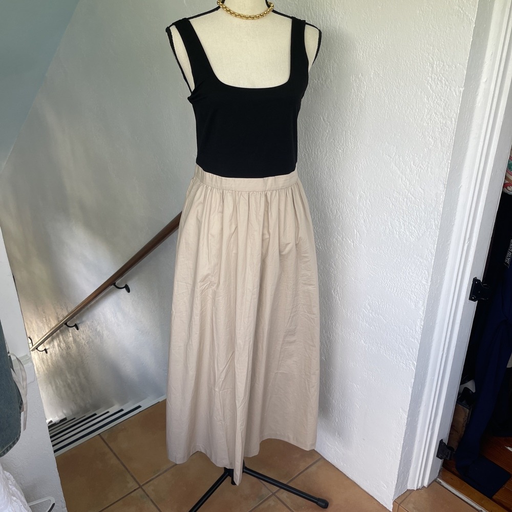 Cynthia Rowley Black & Khaki Maxi Dress Sleeveless Scoop Neck Strappy Pullover M